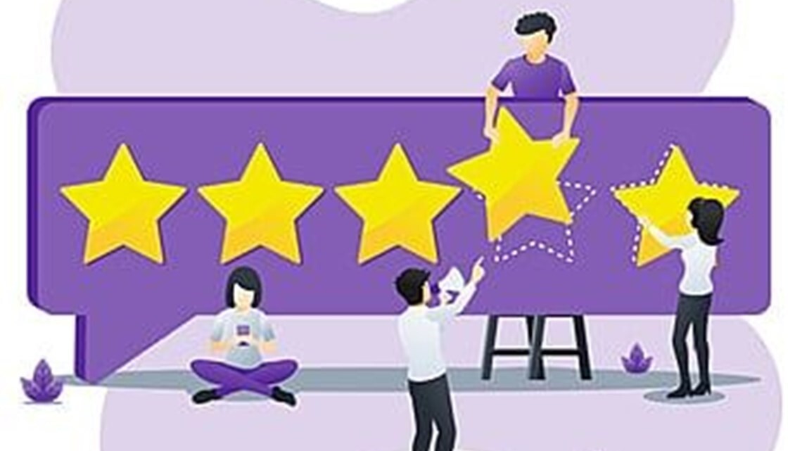 Evaluation Feedback Review Vector Art PNG, Customer Reviews Concept With People Giving Five Stars Rating Positive Feedback Satisfaction And Evaluation For Product Or Services Can Use For Web Landing Page Vector Il